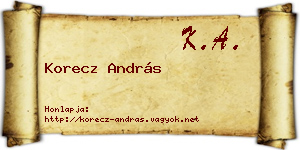 Korecz András névjegykártya